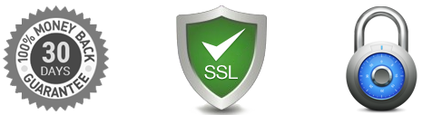 100% money back guarantee for 30 days, SSL secured, encrypted checkout